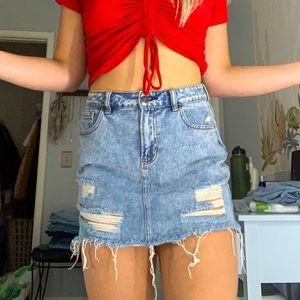 PacSun distressed Jean skirt